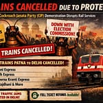 कॉकरोच जनता पार्टी के प्रोटेस्ट के चलते पटना से नई दिल्ली आने वाली चार ट्रेनें रद्द