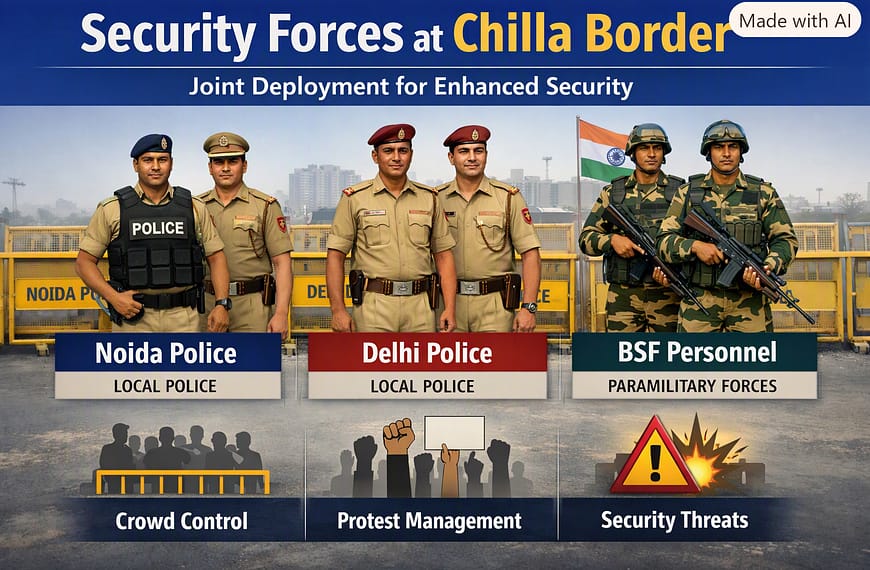 चिल्ला बॉर्डर पर नोएडा पुलिस और दिल्ली पुलिस…